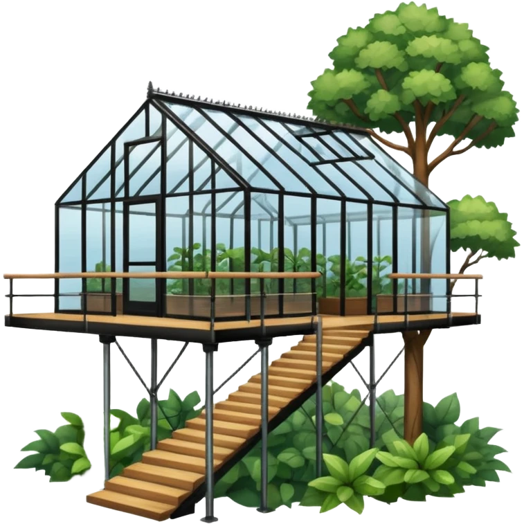 a big glasshouse and a treetop walkway. emoji