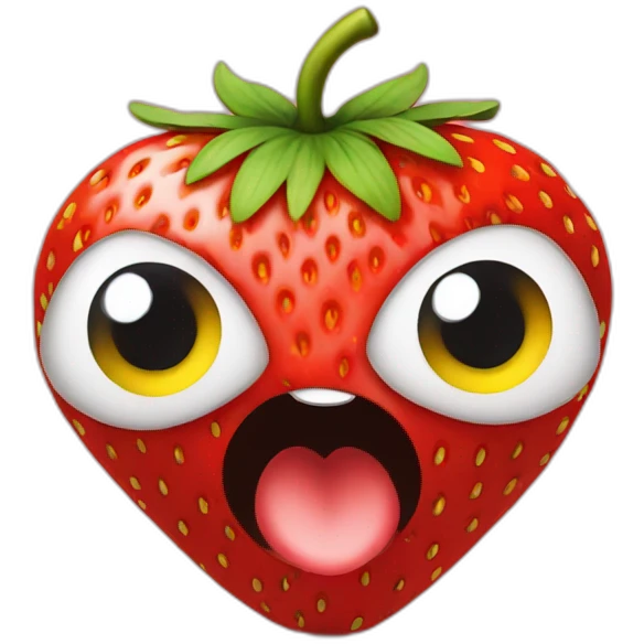 strawberry with eyes emoji