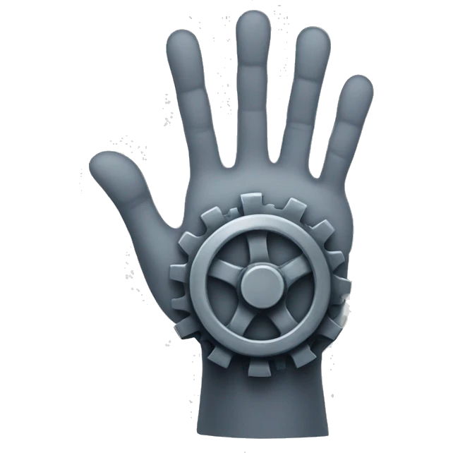 a hand with a gear emoji