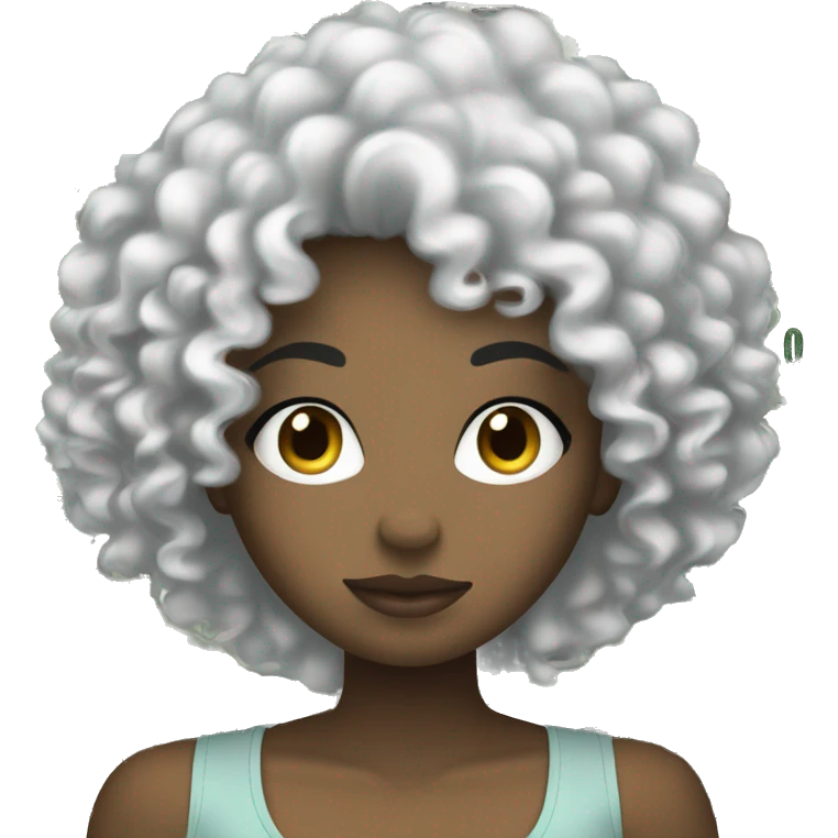 White curly hair black girl and dollars emoji