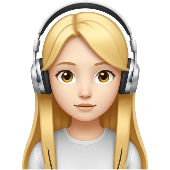 A white skinned girl with a three-dimensional face shape from Europe and America has long, straight golden center part hair Wearing headphones emoji