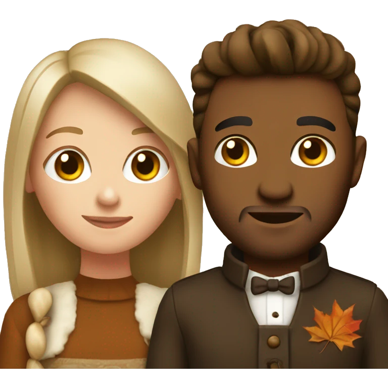 White couple dressed up for Thanksgiving emoji
