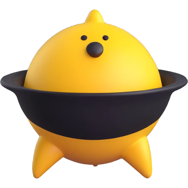 create a 3d image using a combination of black and yellow colors emoji