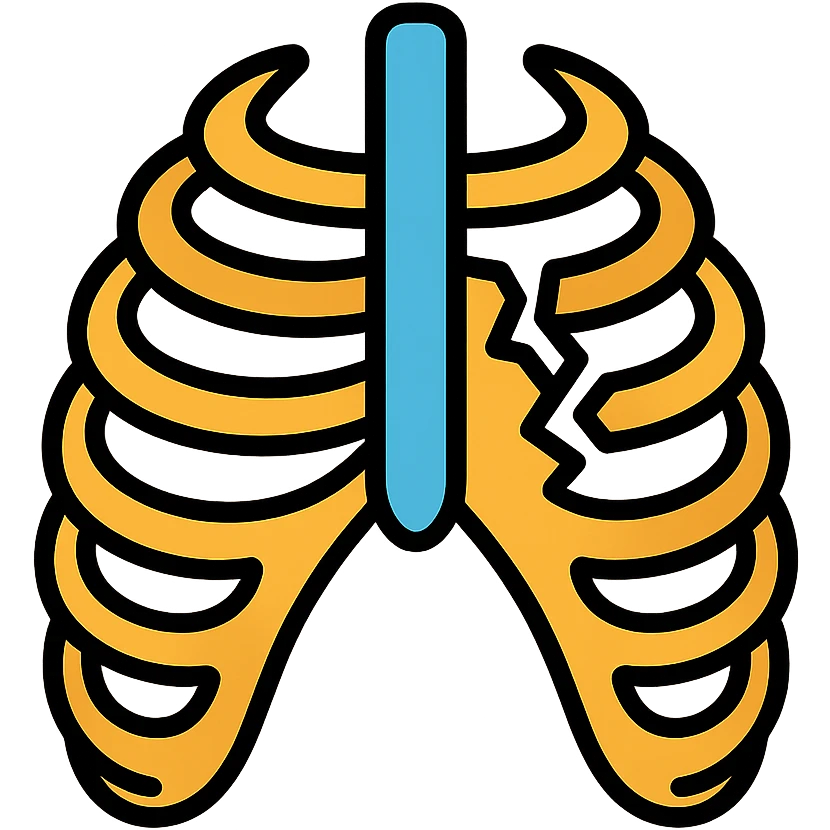 color outline icon of a broken ribcage emoji
