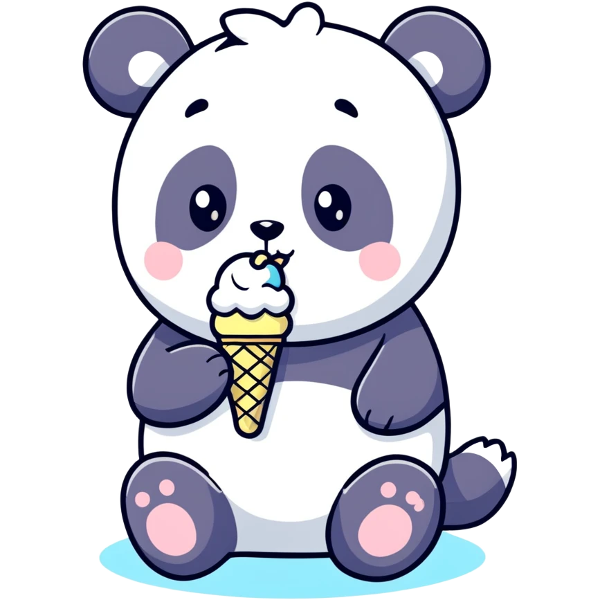Panda eating ice cream emoji