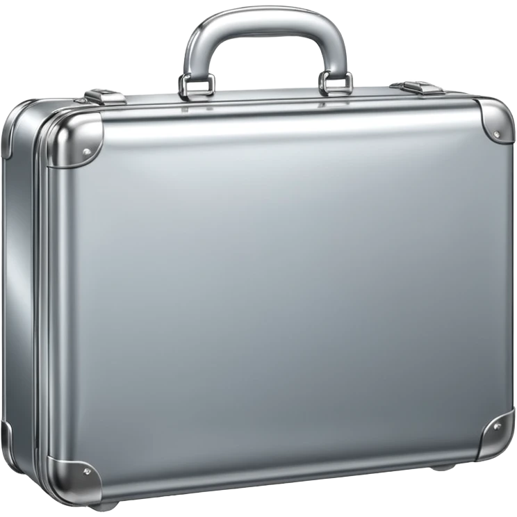 A luxury briefcase emoji made of polished silver chrome, smooth rectangular shape, metallic reflections, minimal high-end design, swag business aesthetic, iOS emoji style, centered, clean white background
 emoji