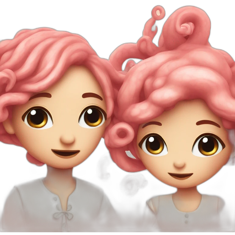 Cute lovely  kraken couple emoji