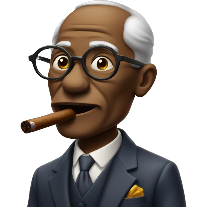 Old shimpanze with glasses! Completely bold smoking a cigar emoji