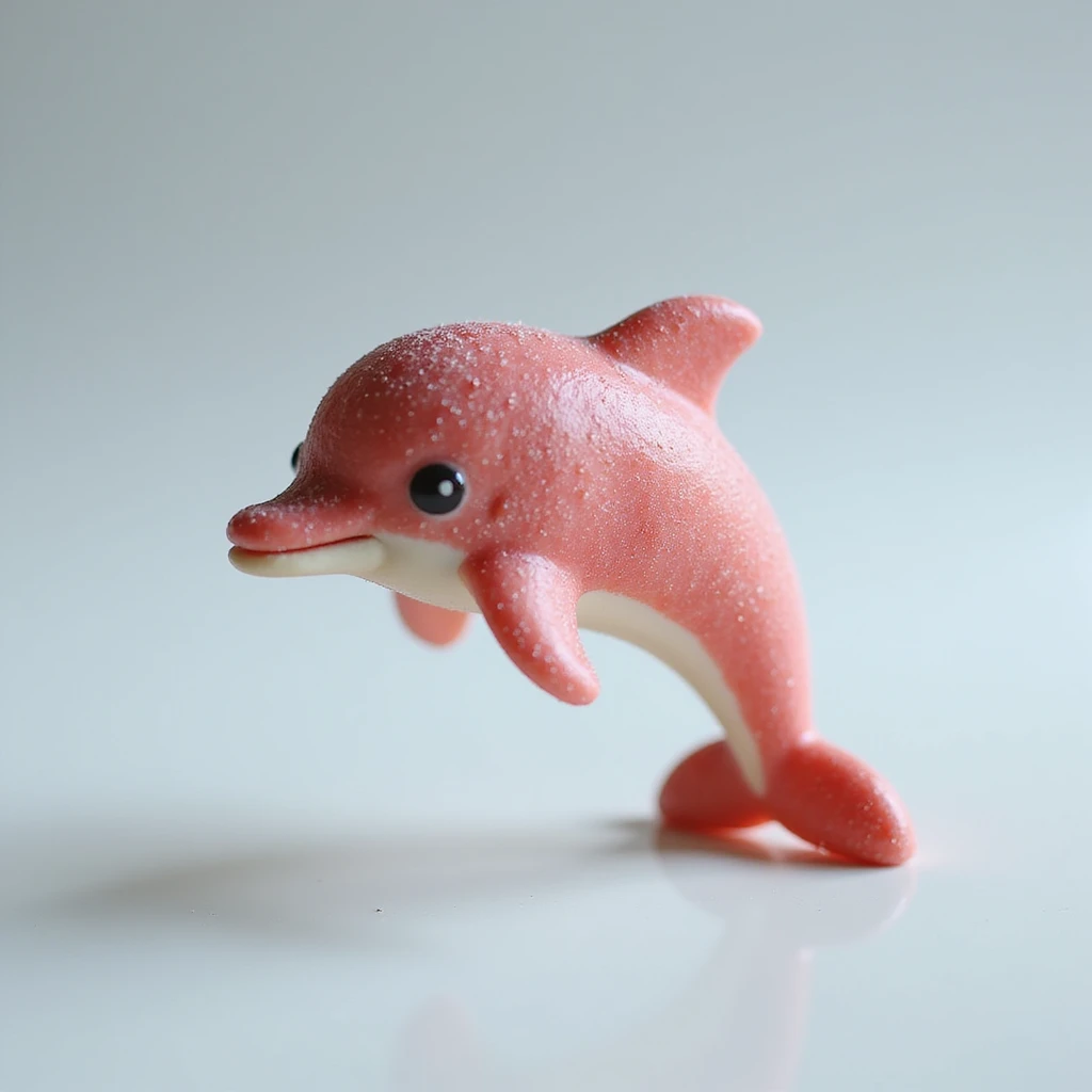realistic candy shaped like a cute dolphin, photorealistic style emoji