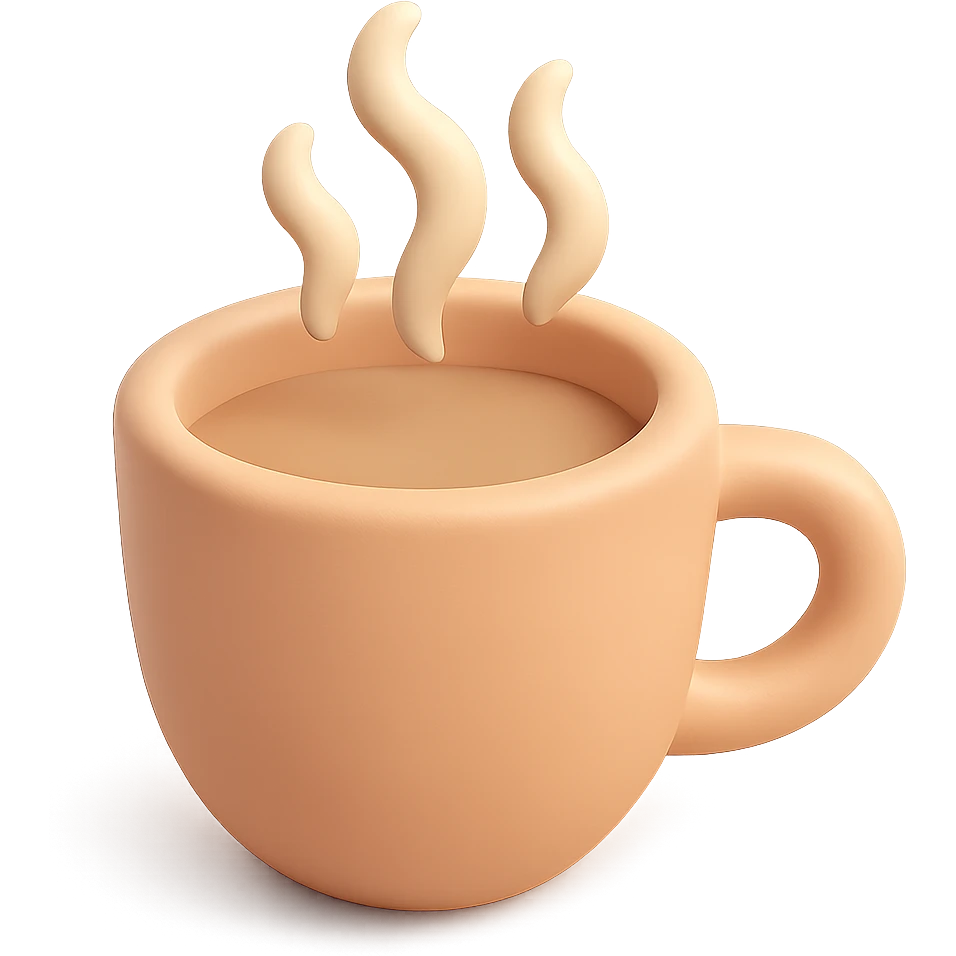 A coffee cup with steam rising, simple handle, soft pastel colors, smooth 3D appearance with gentle shadows emoji