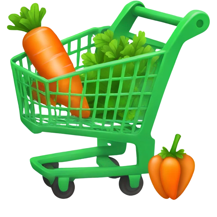 Green Shopping cart with carrot inside emoji