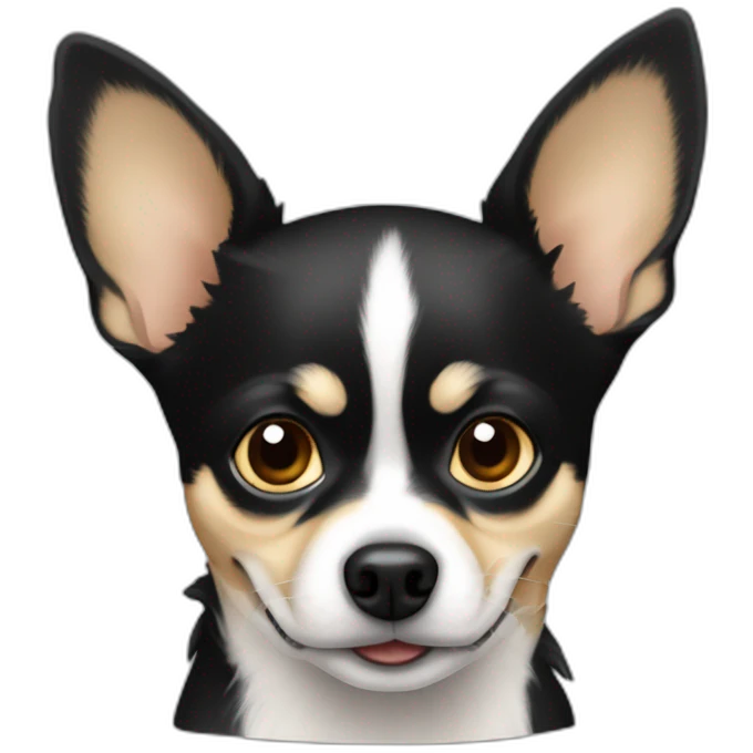 Chihuahua noir poilu à tache blanche  emoji