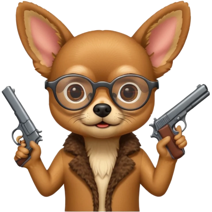 Mexican chihuahua with glasses and holding a gun  emoji