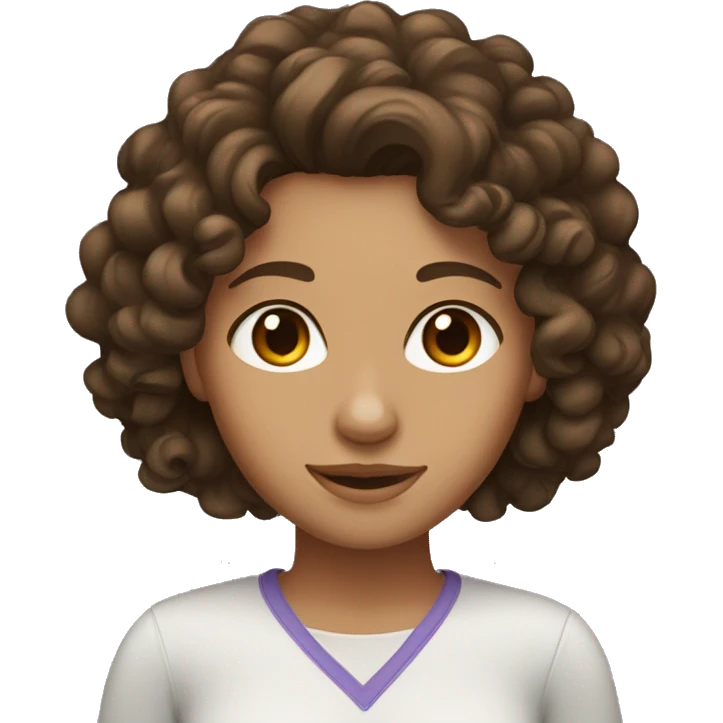 A brunette girl with tan skin brown eyes and curly hair emoji