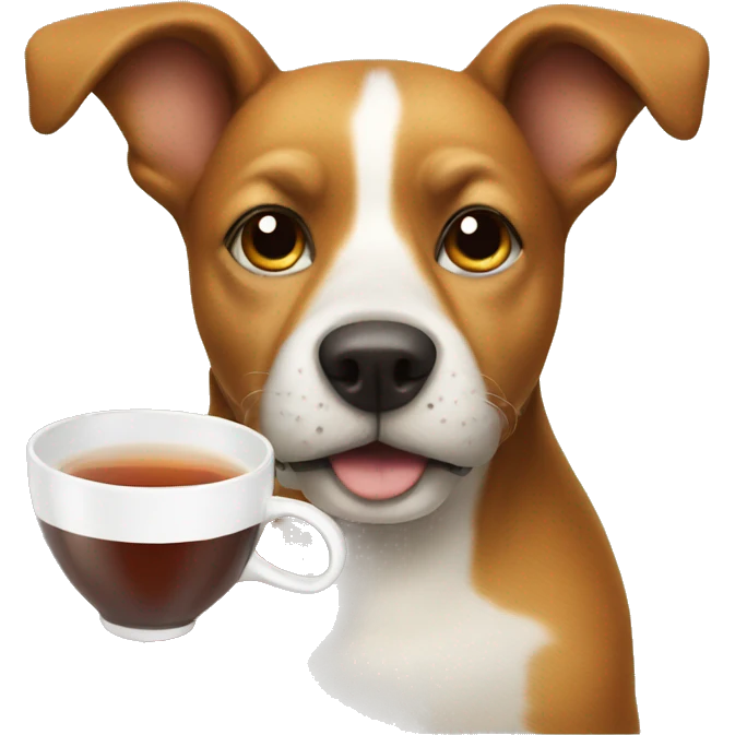 Dog with a cup of tea emoji
