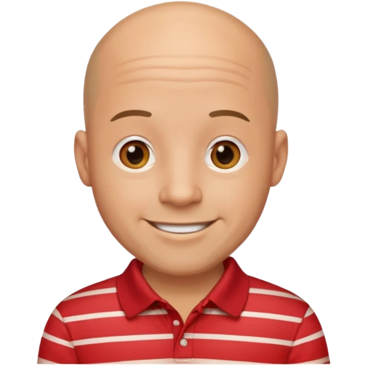 happy bald man with red striped polo emoji