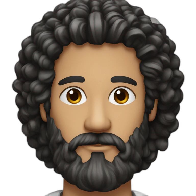 Hombre de tes morena con barba, anteojos de pasta negros y pelo largo emoji