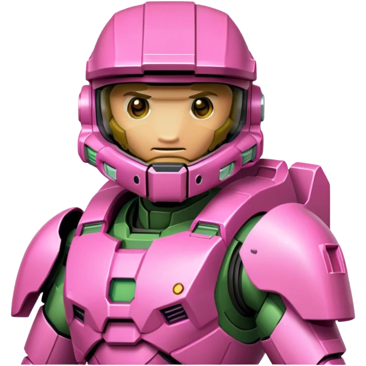 Master Chief wearing pink armor, 32x32 pixel art emoji