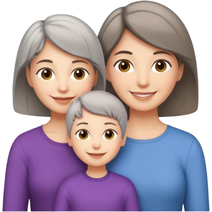A mum with short Gray hair and her two adult daughters with Light brown hair emoji