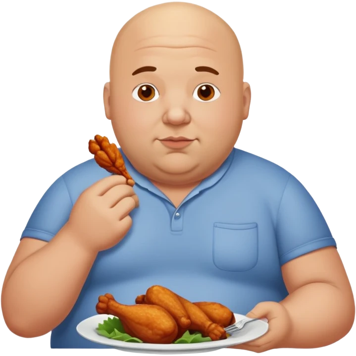 Fat bald man eating wings emoji