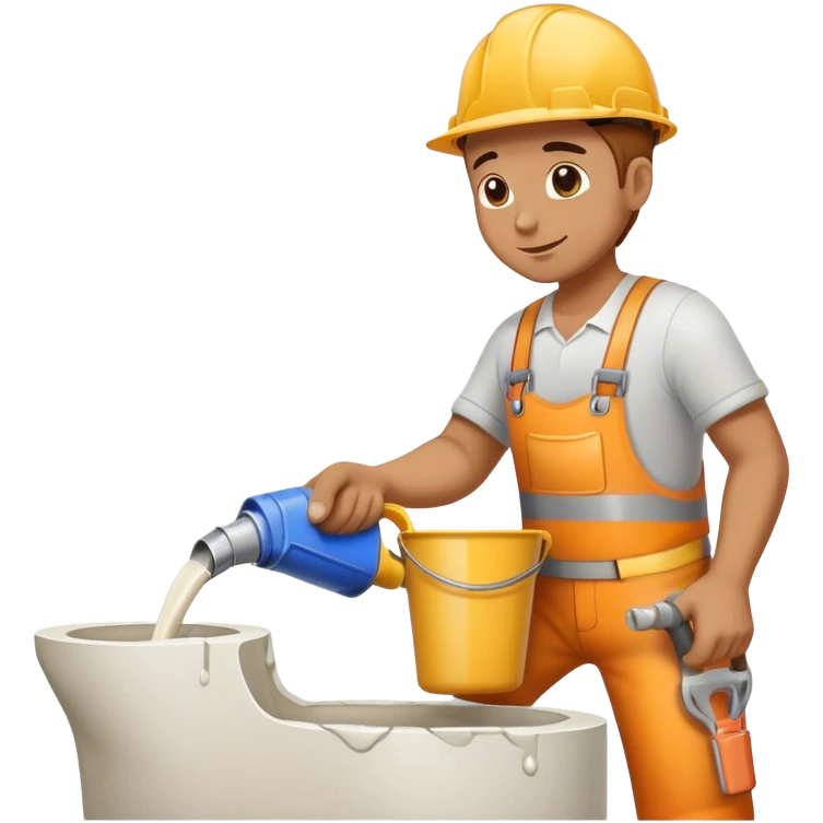 Construction guy pouring white concrete emoji