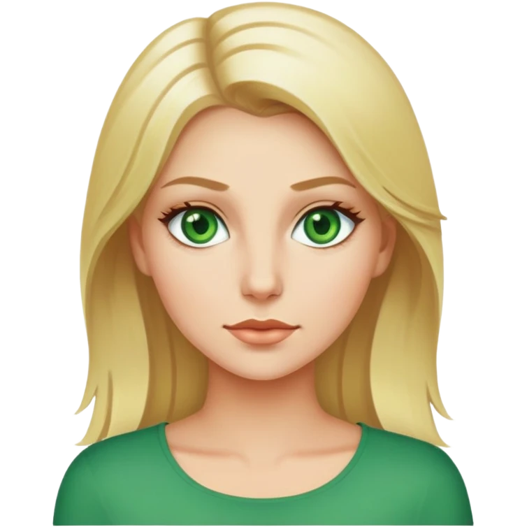 cree moi un emoji d'une femme blonde aux yeux verts avec jul  emoji