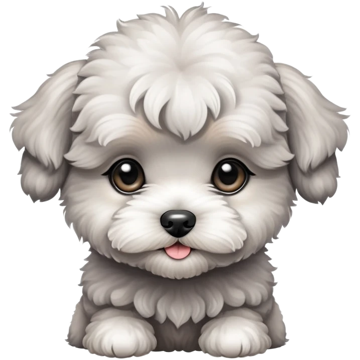 Grey  cute maltipoo puppy emoji