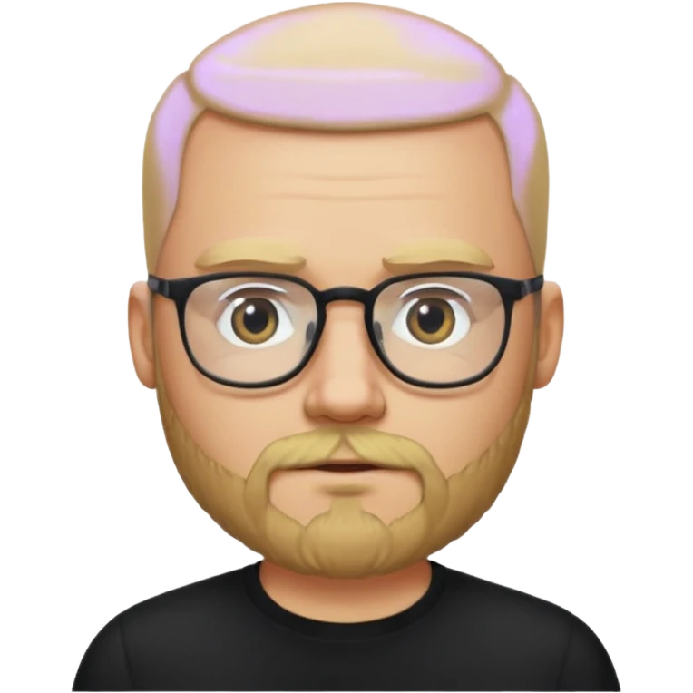 bald blonde bearded man with eyeglasses with black shirt emoji