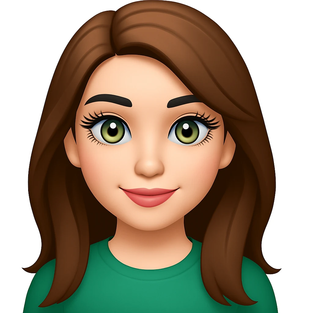 Make the eyebrows black, add a little light makeup, make the eyelashes long and thick, and add more shades to the green eye color (keep the OPhome emoji style) emoji