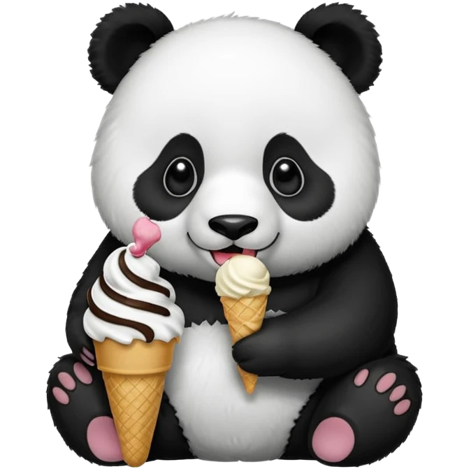 Panda eating ice cream emoji