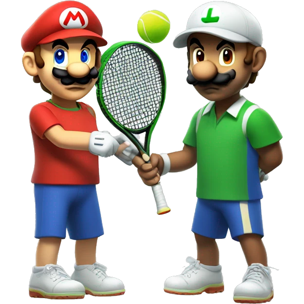 mario playing tennis with Luigi emoji