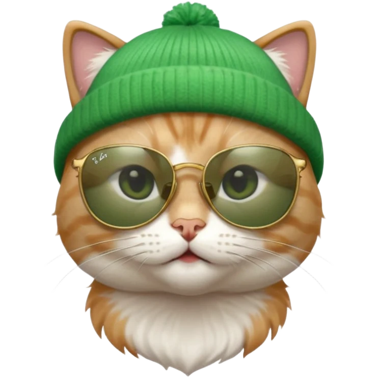 cat wearing a green beanie and ray ban sunglasses emoji