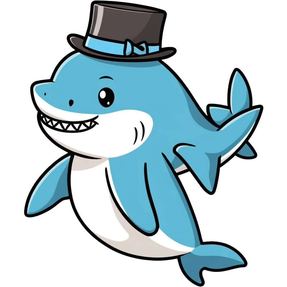 Shark with a top hat emoji