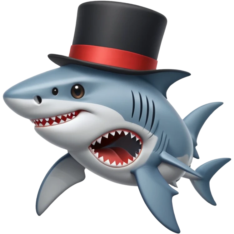 Shark with a top hat emoji
