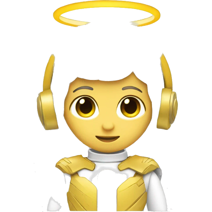White and yellow angel with gear halo emoji