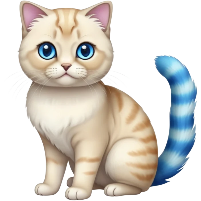 Colorful exotic iridescent tropical shiny Fantasy-Siamese-Scottish-Fold-feline-Fakémon-feline-hybrid (full body) emoji