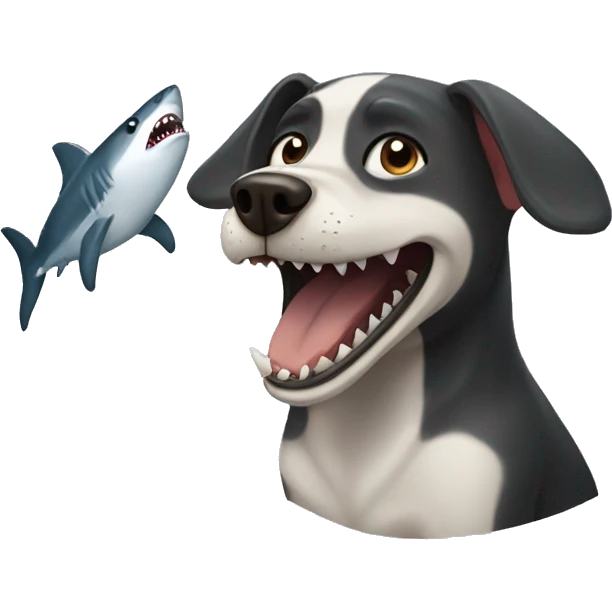 dog etating shark emoji