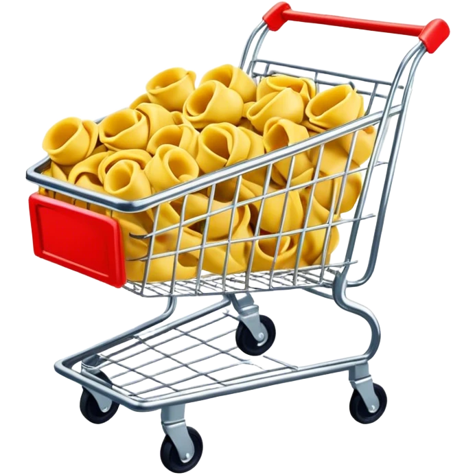 Supermarket trolley with tortellini inside emoji