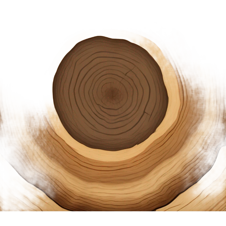 A realistic picture of a tree cut open in profile, round, where you can see the annual rings, more Details please emoji