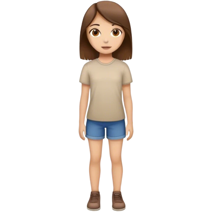menina de cabelo liso e marrom com olhos castanhos corpo inteiro emoji