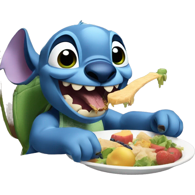 Stitch eating lunch  emoji