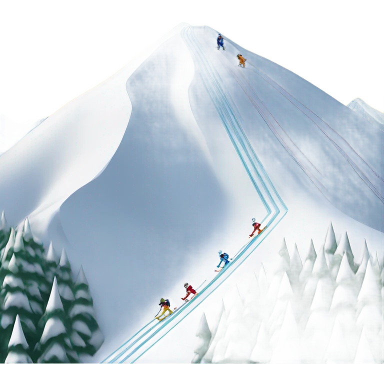 Mountain with ski slope and skiers  emoji