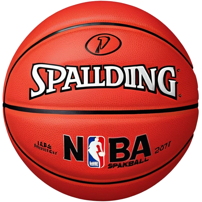 Minimalist red and black Spalding basketball with NBA logo, red with black lines, iOS emoji style emoji