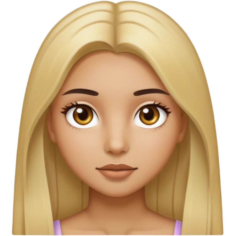 Girl with hazel eyes and blonde straight hair with light olive skin emoji