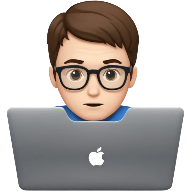 nerdy guy at a laptop with focused expression emoji
