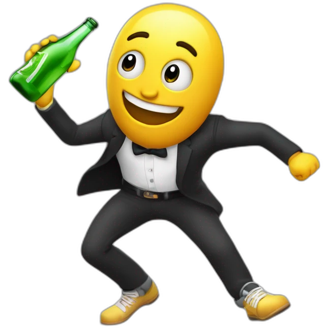 durazno 3d bailando con botella en la mano  emoji