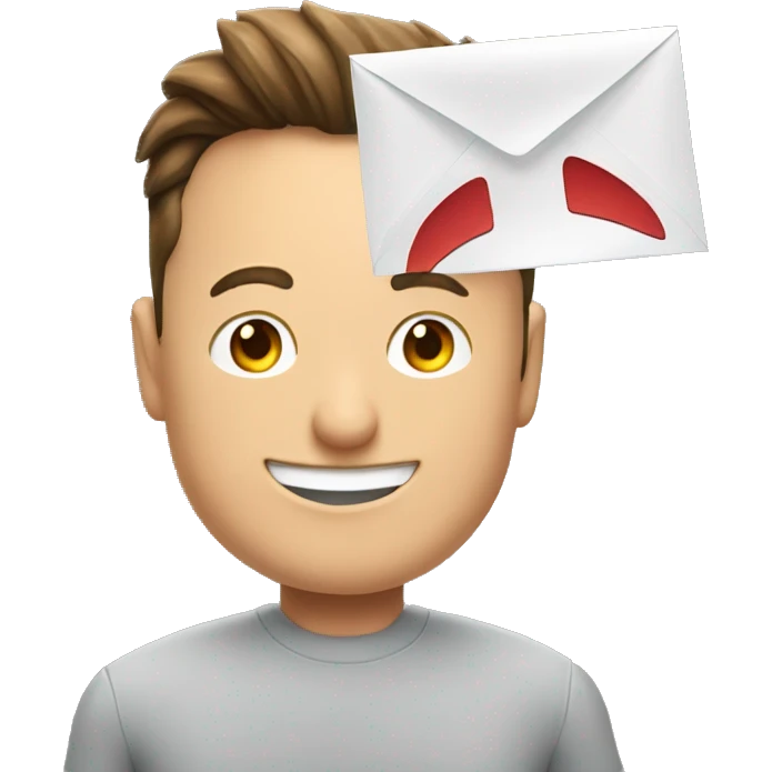 elon musk smiling and holding notification letter emoji