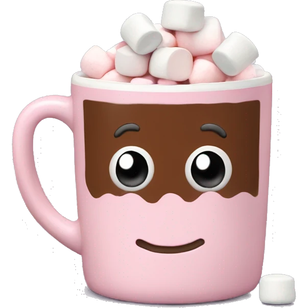 Light Pink mug of hot chocolate with marshmallows  emoji