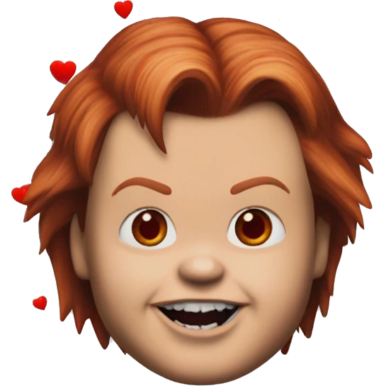 Chucky from Childs play with red hearts  emoji