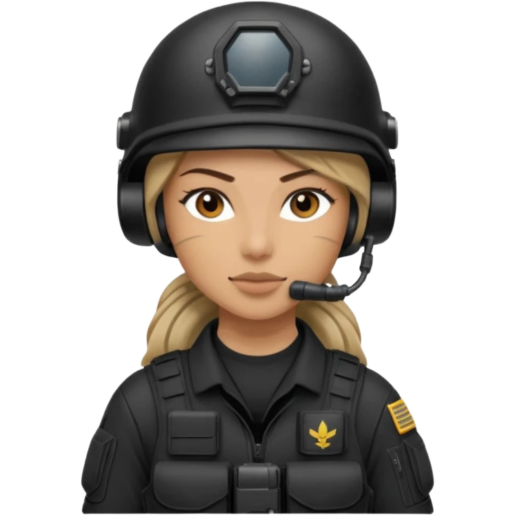 female special operations communications operator with combat gear in black emoji